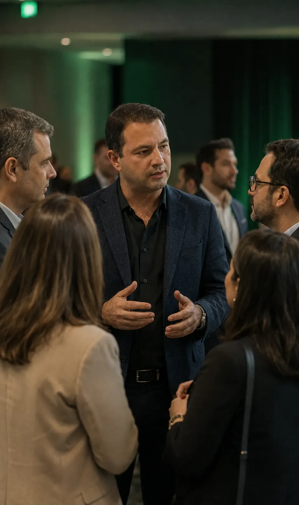 Daniel Barros conversando com participantes durante o evento